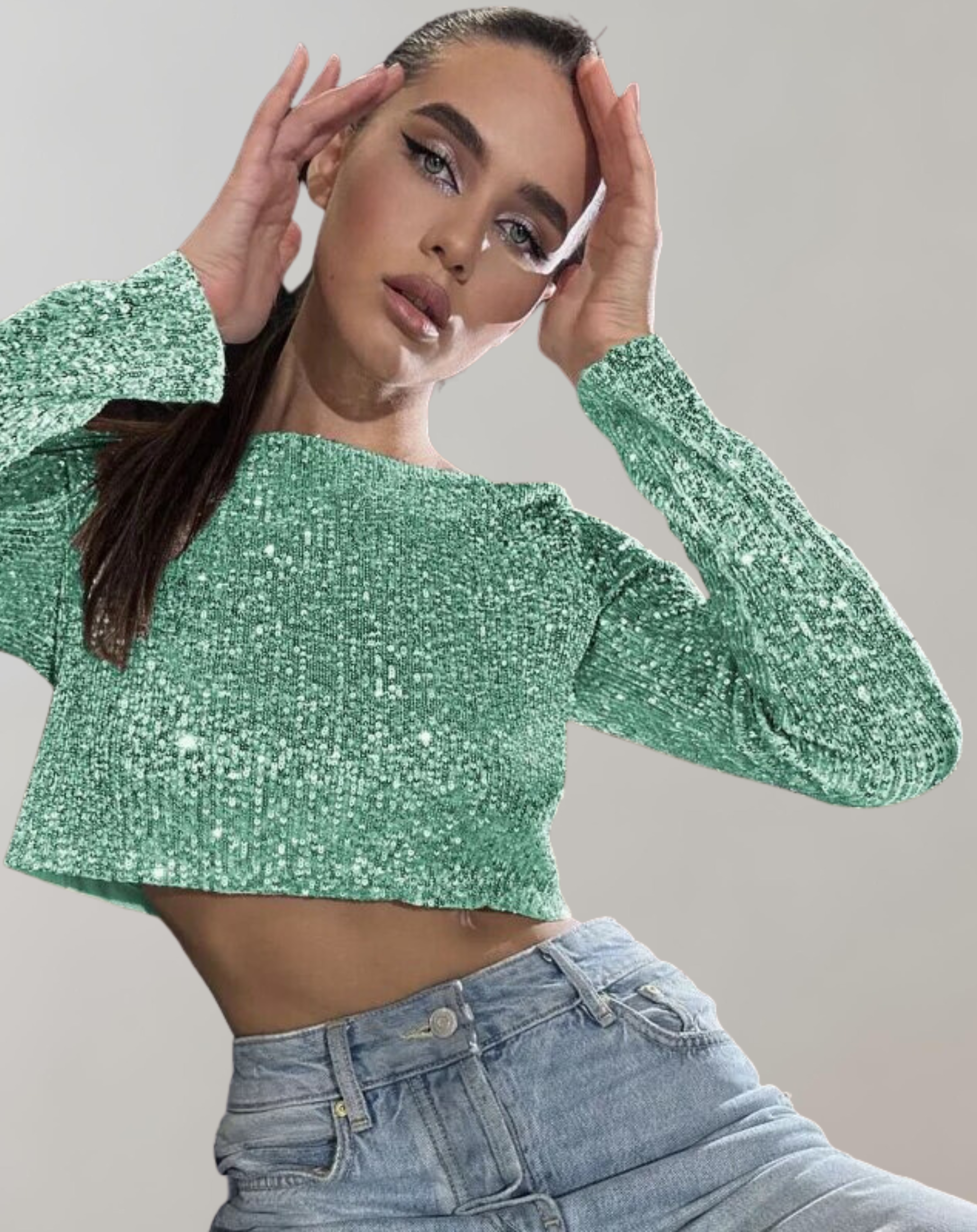 Women's Sparkling Sequin Crop Top