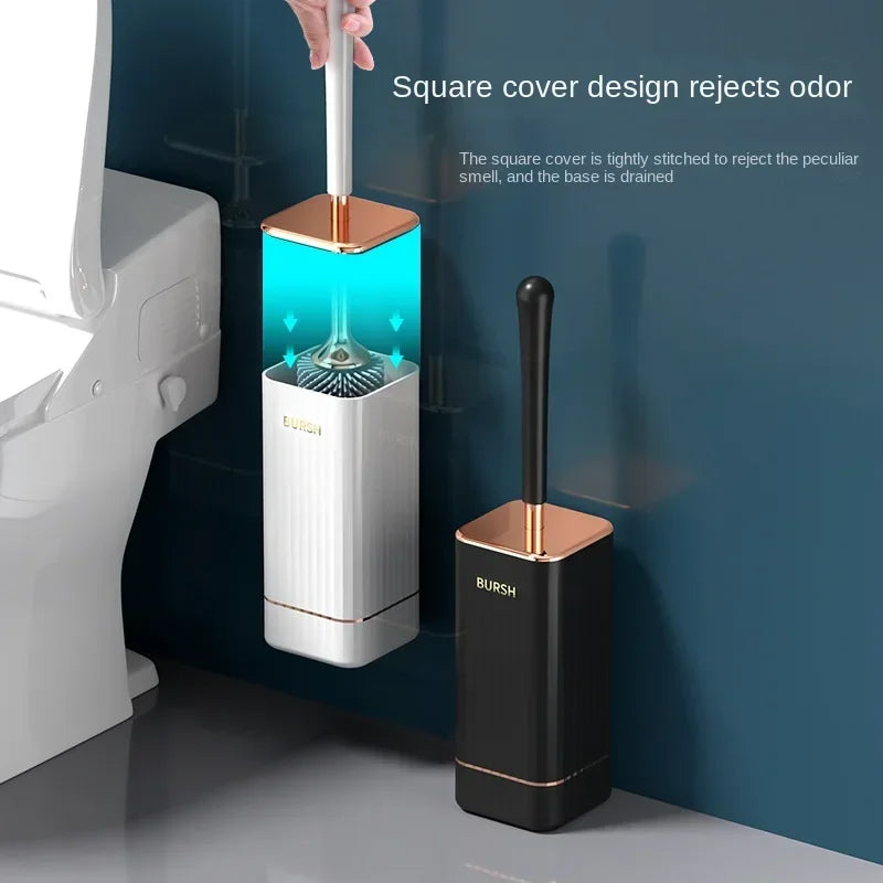 CleanFlex WC-Bürsten Set | Wandmontage ohne Bohren | Tiefenreinigung mit Weichen TPR-Borsten