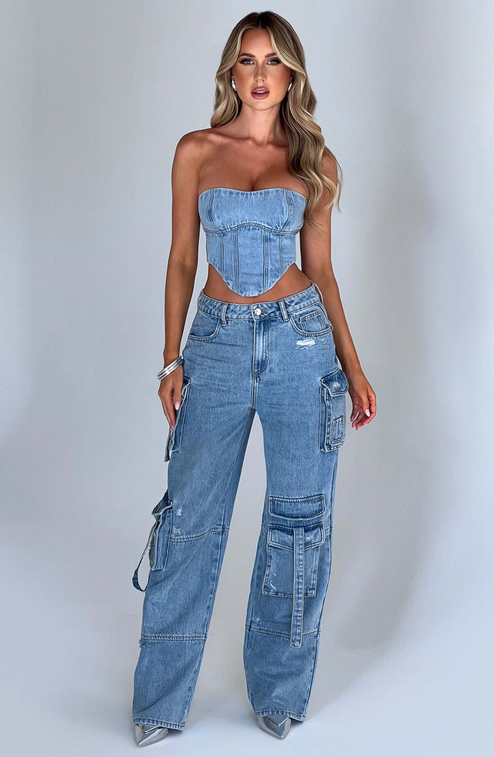 Stylish Women's Denim Cargo Trousers